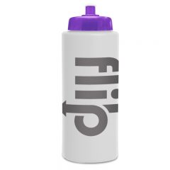 Basic Sports Bottles with Logo – 32 oz - Pushpull Frost Trans Purple Lid