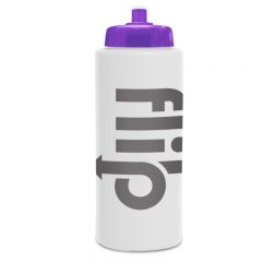 Basic Sports Bottles with Logo – 32 oz - Pushpull White Trans Purple Lid