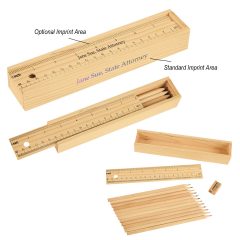 Colored Pencil Set in Wooden Ruler Box - J299_group