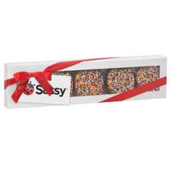 Luxury Chocolate Covered Oreo® Gift Box – 5 Pack - LuxuryChocolateCoveredOreoGiftBox5PackRainbowNonpareilSprinkles