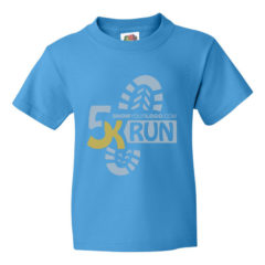 Youth Fruit of the Loom Printed T Shirts - Pacific Blue