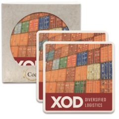 CoasterStone Square Absorbent Stone Coaster – 2 Pack - QPic 1