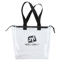 Pro Stadium Tote with Zipper - TheProStadiumToteWZipperClearBlackTrim