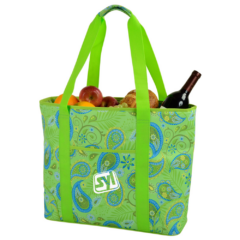 Extra Large Insulated Cooler Tote – 30 Cans - XLinsulatedcoolertotepaisleygreen