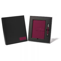 Euro Wrapped Padfolio and Pen Gift Set - Maroon