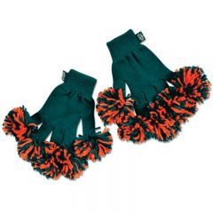 Spritz Fingers Knit Pom Pom Gloves - Aqua Orange