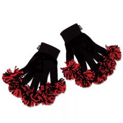 Spritz Fingers Knit Pom Pom Gloves - Black Red