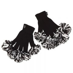 Spritz Fingers Knit Pom Pom Gloves - Black White
