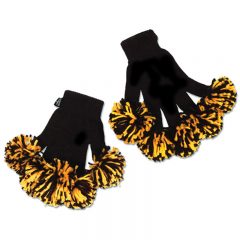 Spritz Fingers Knit Pom Pom Gloves - Black Yellow Gold