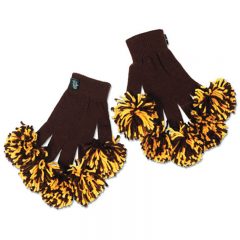 Spritz Fingers Knit Pom Pom Gloves - Brown Yellow Gold