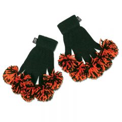 Spritz Fingers Knit Pom Pom Gloves - Dark Green Orange