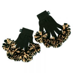 Spritz Fingers Knit Pom Pom Gloves - Dark Green Vegas Gold