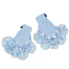 Spritz Fingers Knit Pom Pom Gloves - Light Blue White