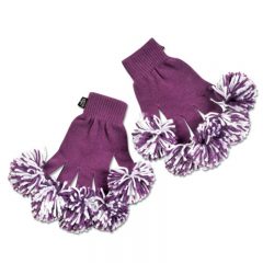 Spritz Fingers Knit Pom Pom Gloves - Light Purple White