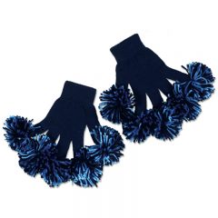Spritz Fingers Knit Pom Pom Gloves - Navy Light Blue