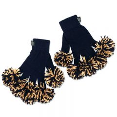 Spritz Fingers Knit Pom Pom Gloves - Navy Vegas Gold