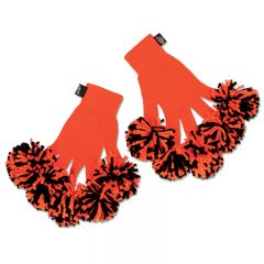 Spritz Fingers Knit Pom Pom Gloves - Orange Black