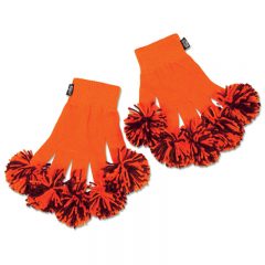 Spritz Fingers Knit Pom Pom Gloves - Orange Maroon