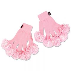 Spritz Fingers Knit Pom Pom Gloves - Pink White