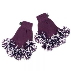 Spritz Fingers Knit Pom Pom Gloves - Purple White