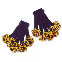 Spritz Fingers Knit Pom Pom Gloves - Purple Yellow Gold