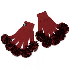 Spritz Fingers Knit Pom Pom Gloves - Red Black