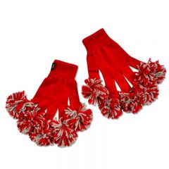 Spritz Fingers Knit Pom Pom Gloves - Red Grey