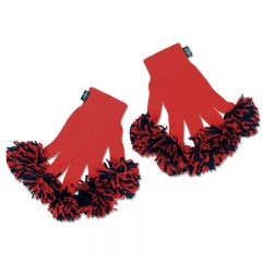 Spritz Fingers Knit Pom Pom Gloves - Red Navy