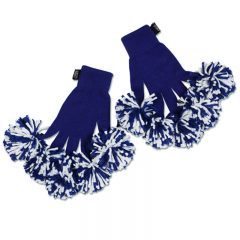 Spritz Fingers Knit Pom Pom Gloves - Royal White