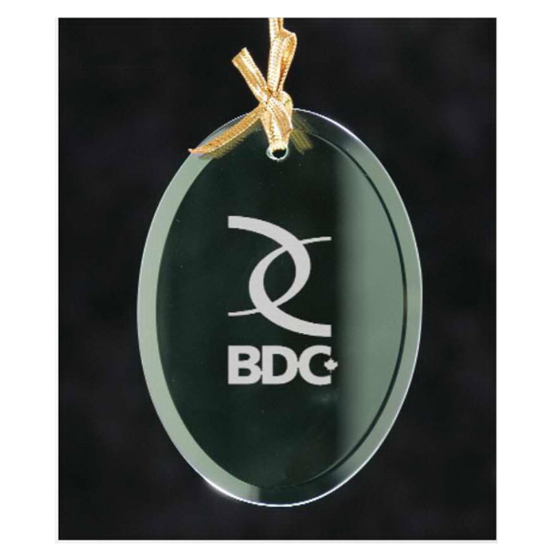 Oval Jade Glass Ornament - Laser Engraved