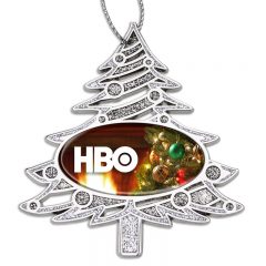 Die Case Glitter Christmas Tree Ornament - Full Color Imprint