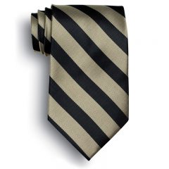 School Striped Polyester Ties - Black Khaki