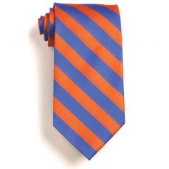 School Striped Polyester Ties - French Blue And Orange