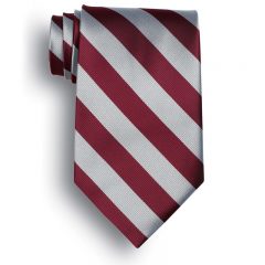 School Striped Polyester Ties - Maroon Gray