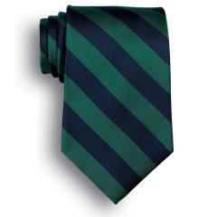 School Striped Polyester Ties - Navy Green
