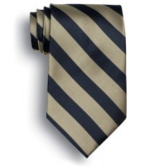 School Striped Polyester Ties - Navy Khaki