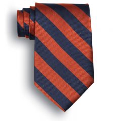 School Striped Polyester Ties - Navy Orange