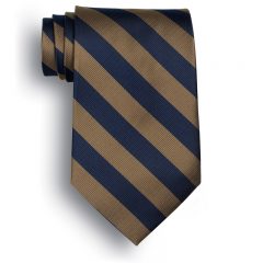 School Striped Polyester Ties - Navy Tan