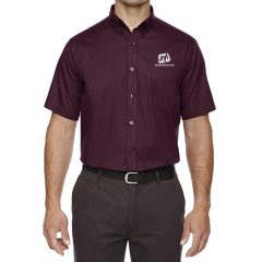 Core 365 Men’s Optimum Short Sleeve Twill Shirt - Burgundy