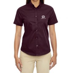Ladies’ Core 365 Optimum Short Sleeve Twill Shirt - Burgundy