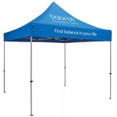 Premium 10′ x 10′ Event Tent Kit with Two Location Full-Color Imprint - Royal Blue