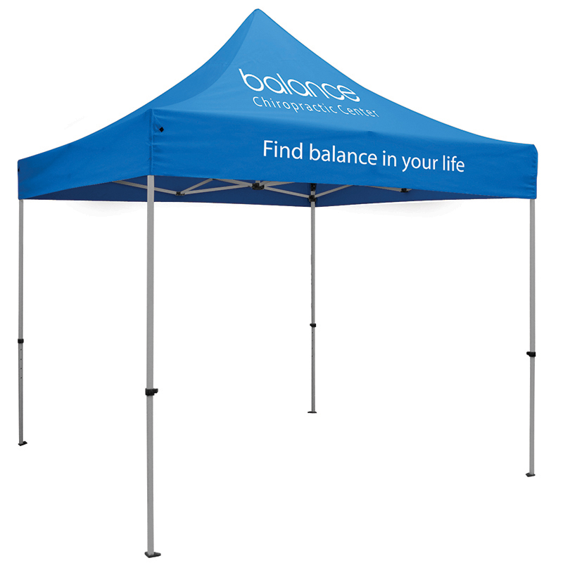 Premium 10′ x 10′ Event Tent Kit with Two Location Full-Color Imprint - Royal Blue