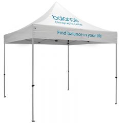 Premium 10′ x 10′ Event Tent Kit with Two Location Full-Color Imprint - White