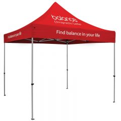Premium 10′ x 10′ Event Tent Kit with Three Location Full-Color Imprint - Red
