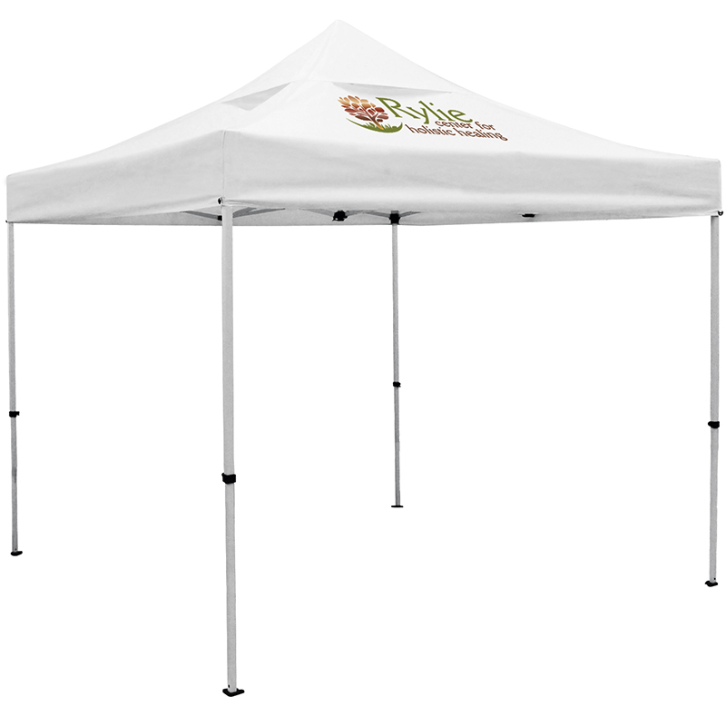 Premium 10′ x 10′ Vented Canopy Event Tent Kit with One Location Full Color Imprint - White