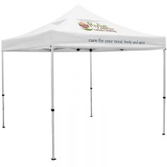 Premium 10′ x 10′ Vented Canopy Event Tent Kit with Two Location Full Color Imprint - White