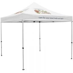 Premium 10′ x 10′ Vented Canopy Event Tent Kit with Three Location Full Color Imprint - White