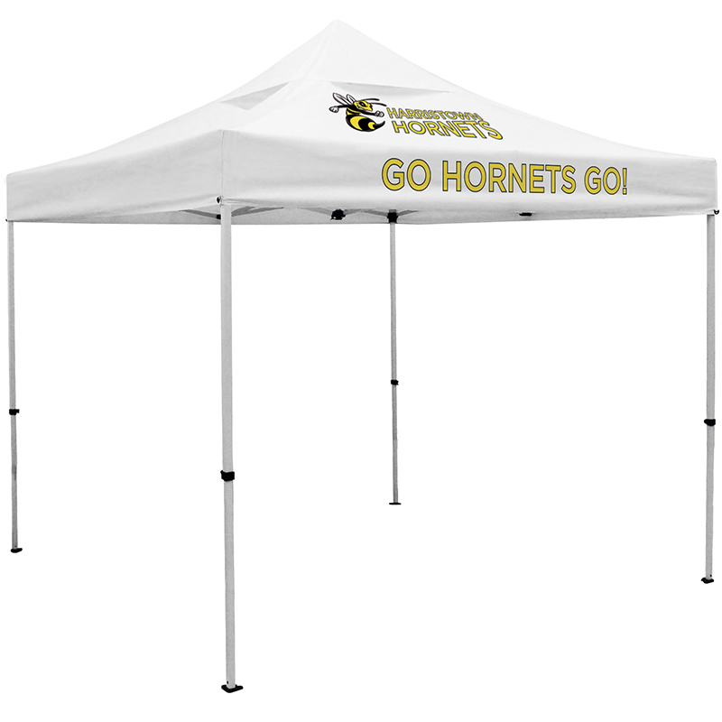 Deluxe 10′ x 10′ Vented Canopy Event Tent Kit with Two Location Full-Color Imprint - White