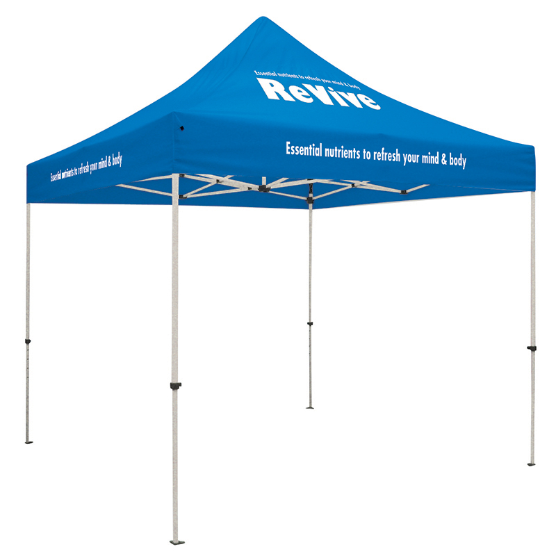 Standard 10′ x 10′ Event Tent Kit with Three Location Full-Color Imprint - Royal Blue