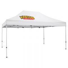 Premium 10′ x 15′ Event Tent Kit with One Location Full Color Imprint - White